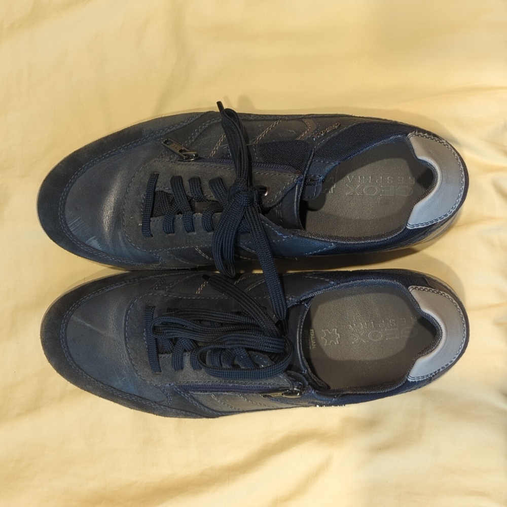 Men's Geox casual sneakers. Navy blue leather & suede. Size 11. Great condition